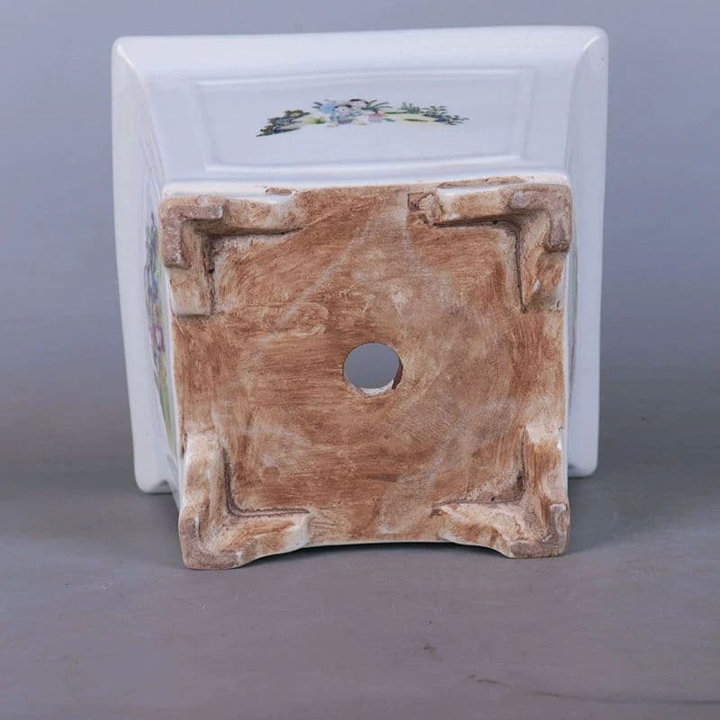 景徳鎮 粉彩四方童子図花鉢 多肉菖蒲盆栽 植木鉢 小品盆栽鉢 大品盆栽鉢