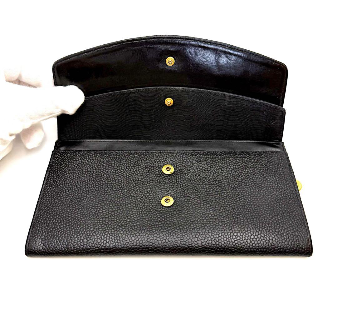 シャネル 二つ折り キャビアスキン デカココ 財布