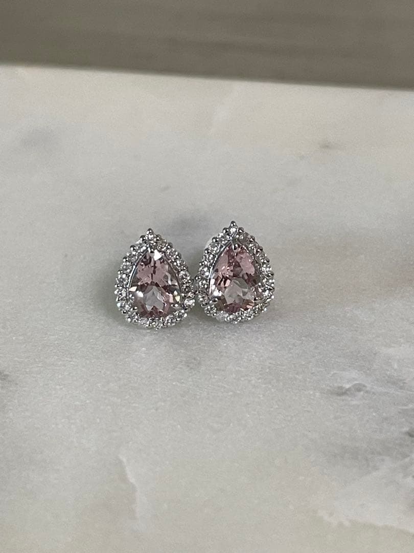 PT900モルガナイト脇石ダイヤピアス 1.34ct D0.22ct新品未使用