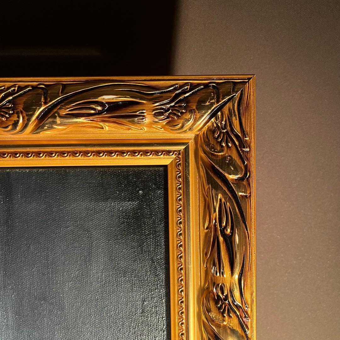 ★特大★ 手書き油絵 鯉の滝登り 肉筆絵画 額付き 油彩画 金運 開運