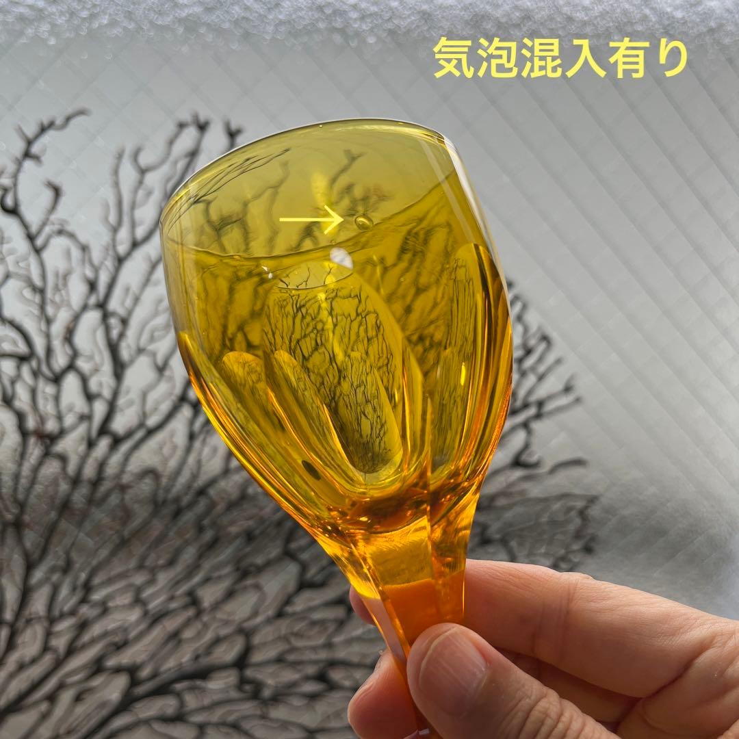 骨董 時代ガラス 希少鼈甲色 ライトアンバー飴色 オーバルカット 切子