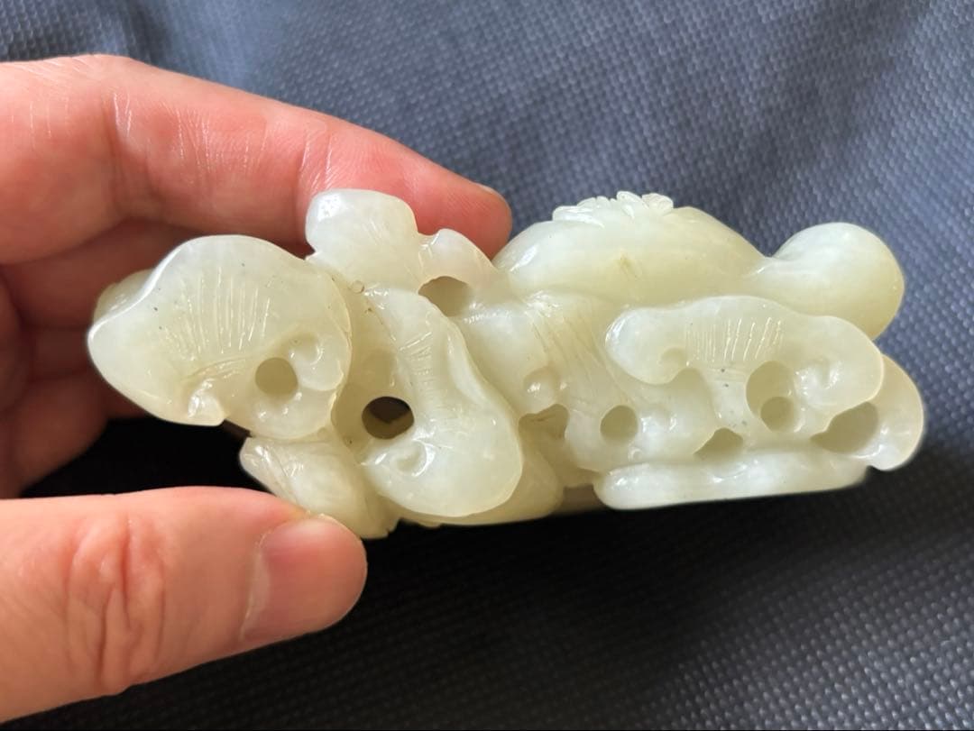 中国古美術品 清の時代 和田青白玉 砡 祥瑞四宝 蘇工 218g - メルカリ