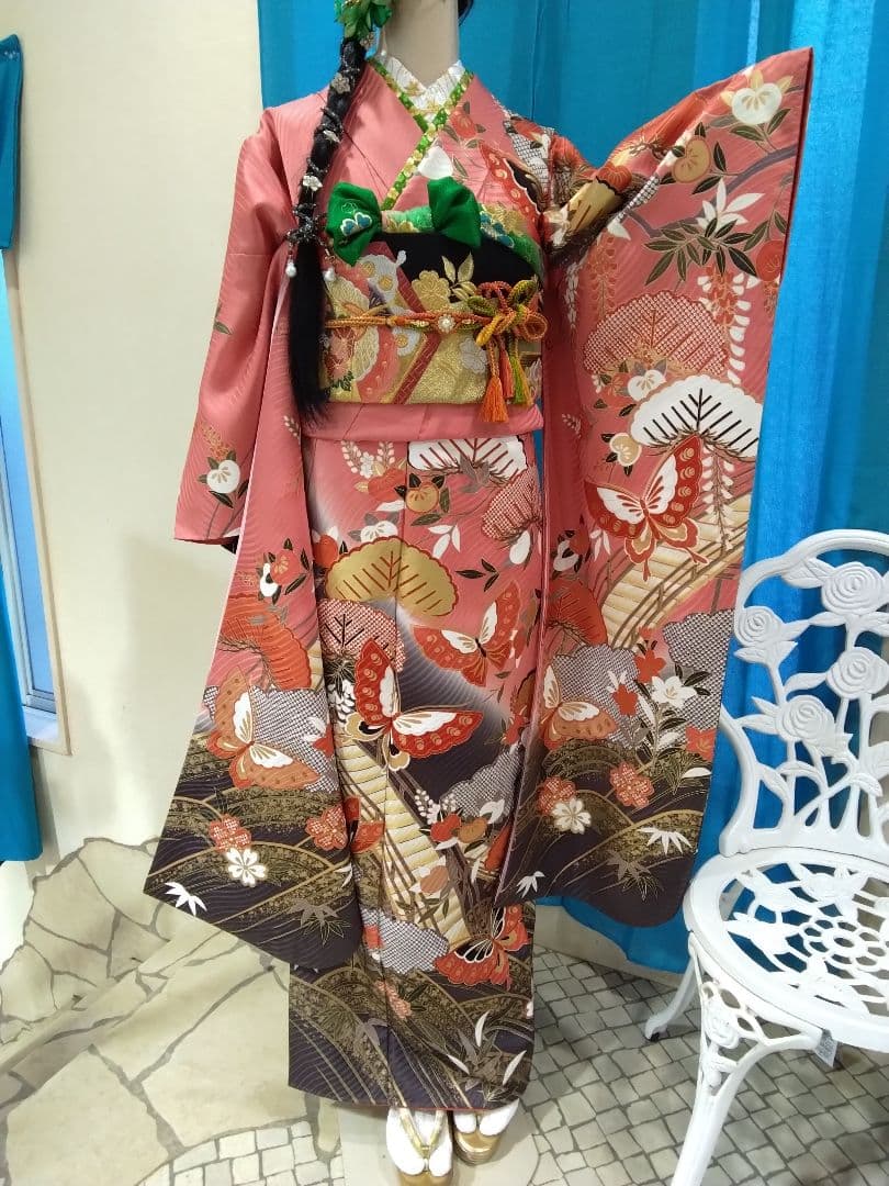 振袖フルセット、正絹絞り辻が花、成人式、重ね衿、帯揚げ帯締め、膨れ