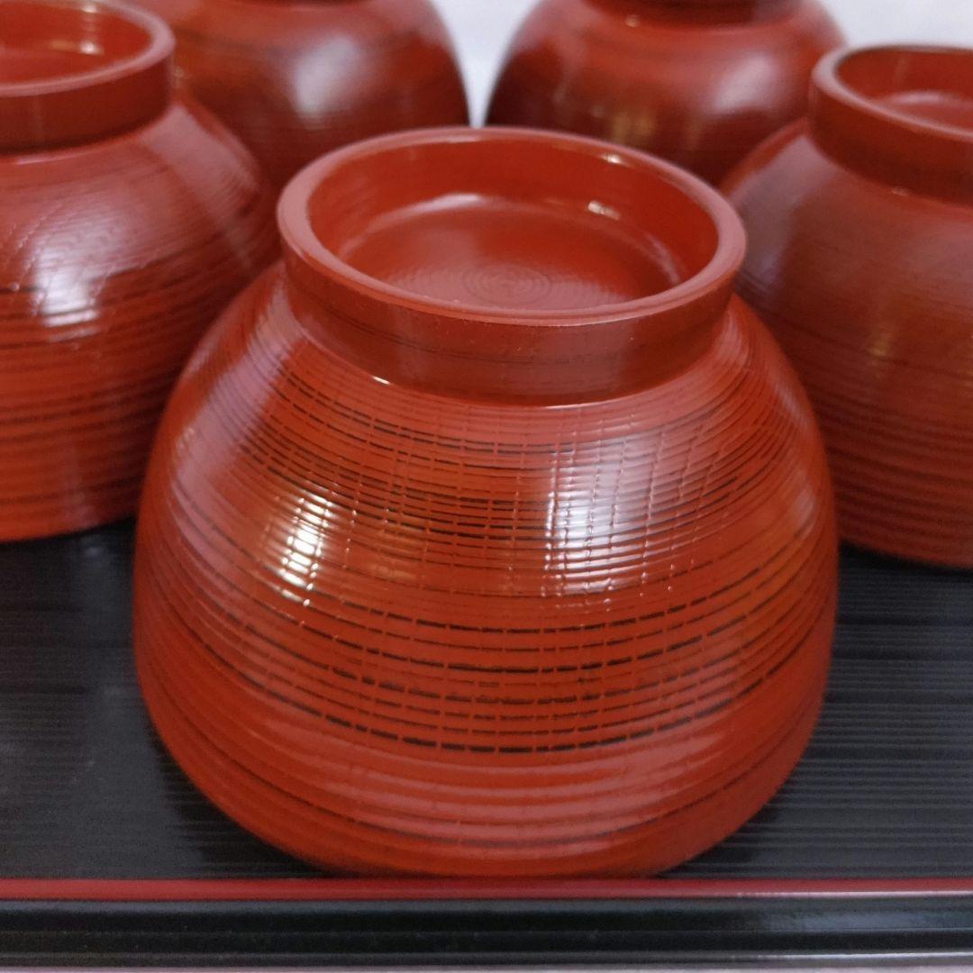 新品　漆器のアソベ　根来塗　合鹿椀　腰高椀 大椀　丼　雑煮椀　山中漆器　５客箱入