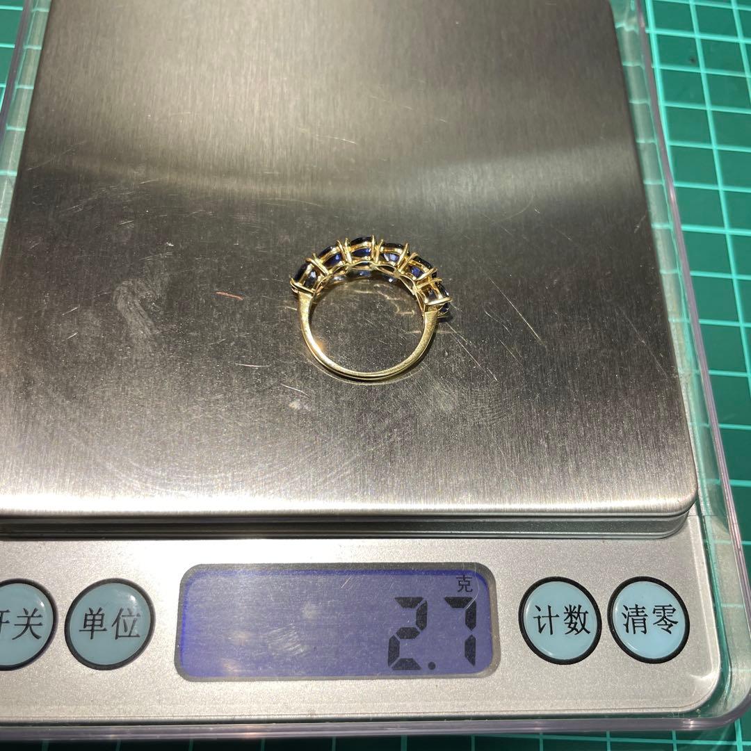 4ct天然サファイア指輪、18k、2.7g、11.5号