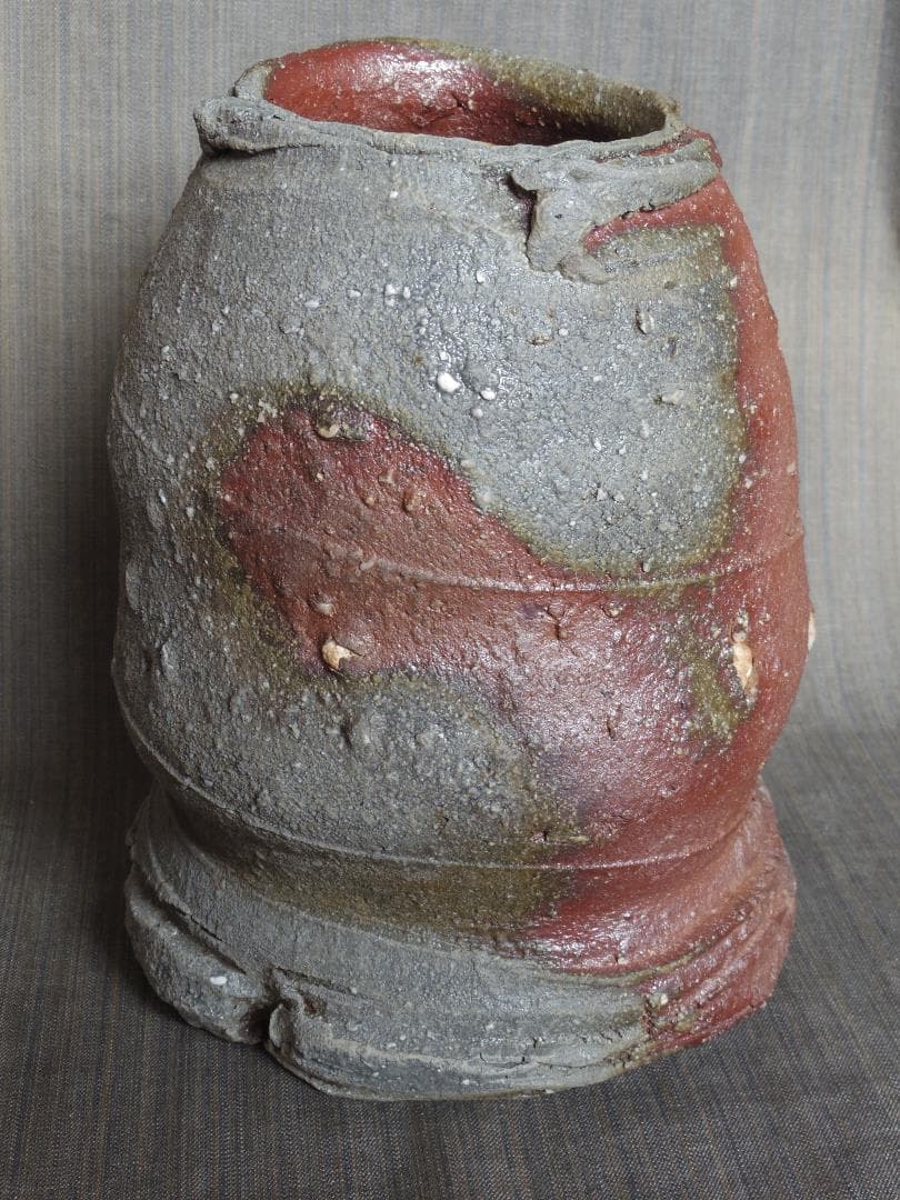 入手困難☆ジェフ・シャピロ【師：伊勢崎淳】焼き締め花器☆共箱