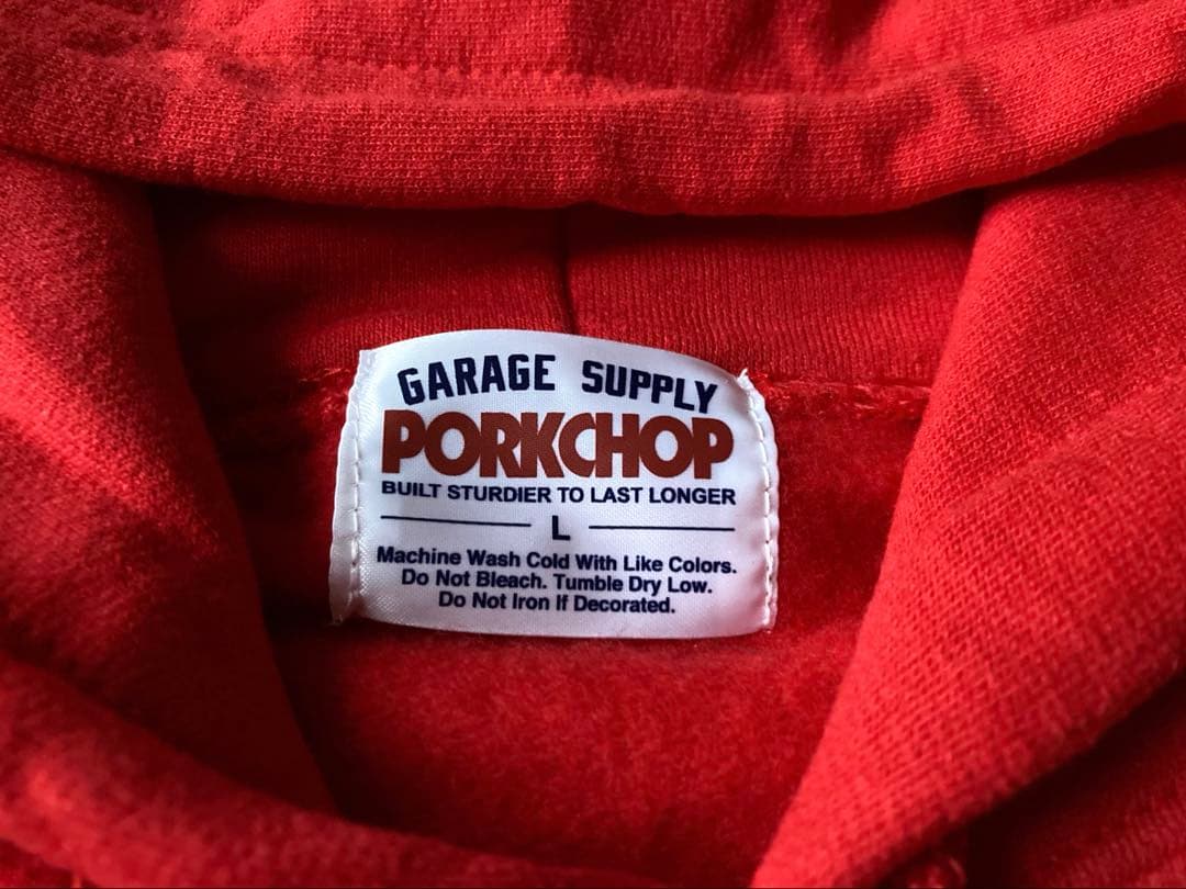 美品☆ PORKCHOP ポークチョップ パーカー フーディ L 赤 キムタク