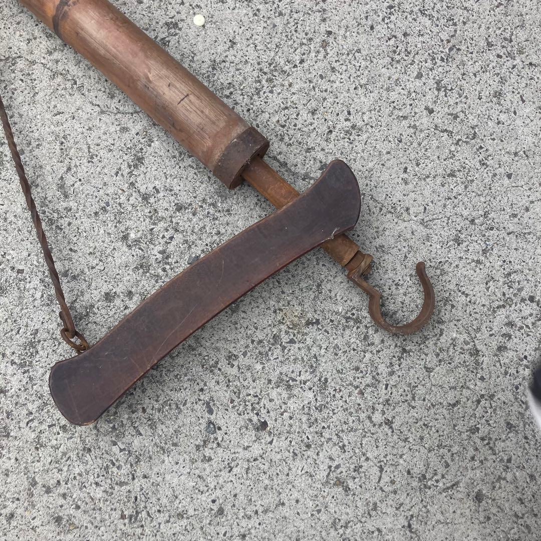 昭和レトロ 竹製 バンブー 自在鉤 囲炉裏 古民家 古民具 古道具 ビンテージ