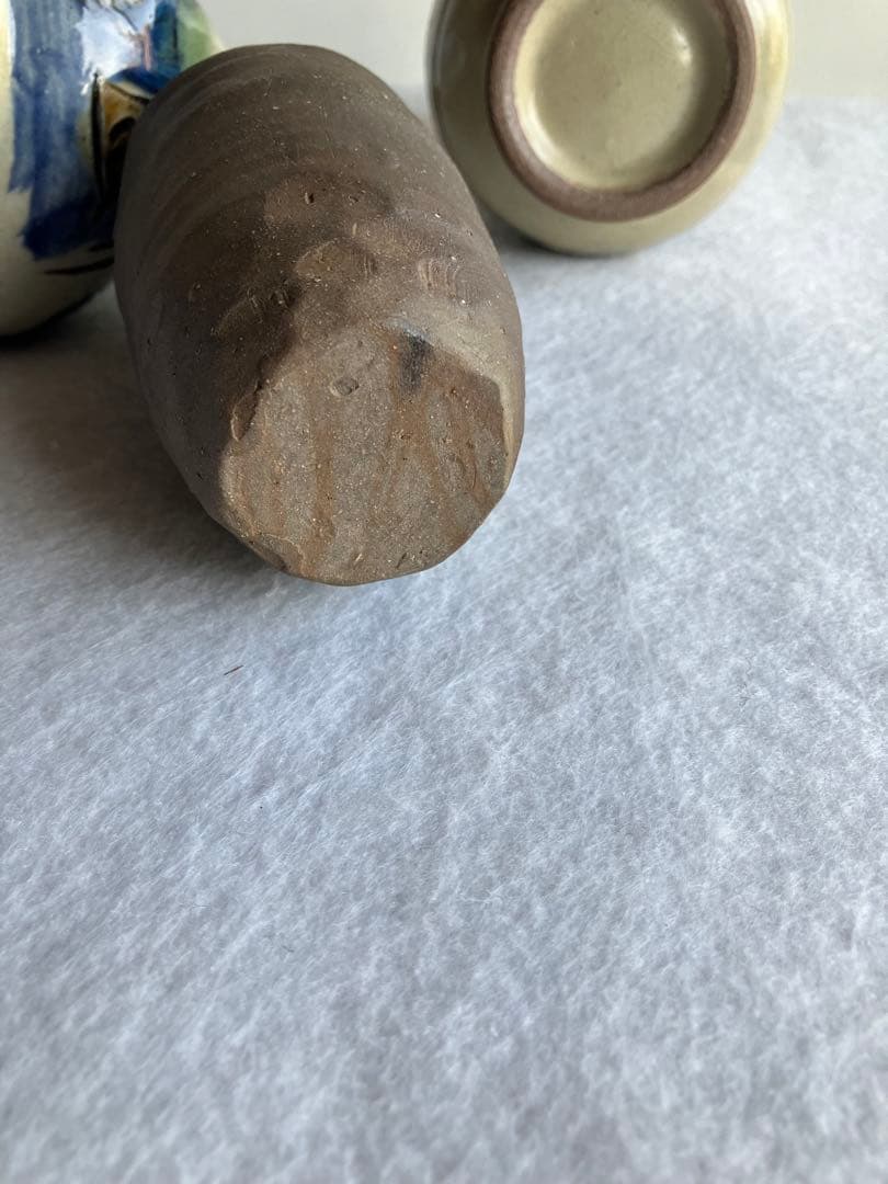 壺屋やちむん4個 カラカラ 渡名喜瓶 ぐい呑み ウニヌティ 民芸酒器 沖縄