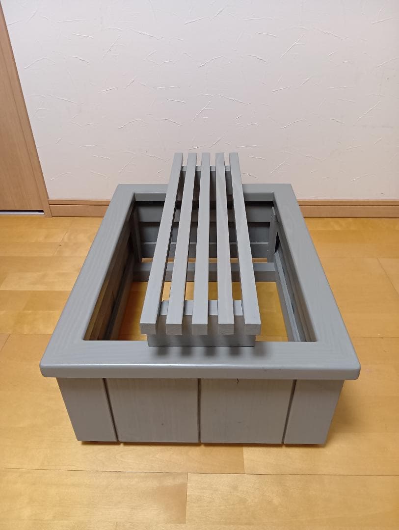 NVボックス22用 木製化粧枠＋フラワースタンド付き(ブルーグレイ色）』