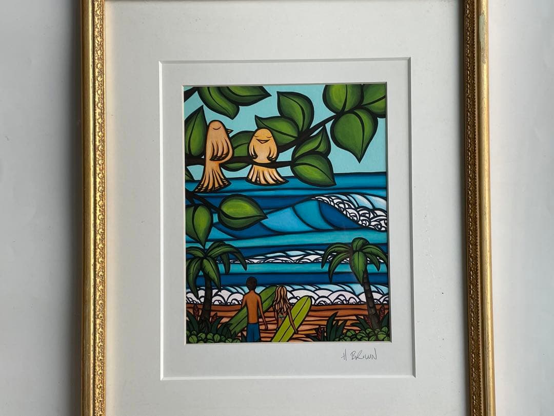 ヘザーブラウン　Heather Brown 絵画　ハワイ　額入