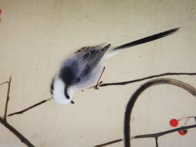 550,000⇒￥440,000 山口華楊 早春 日本画(絹本岩彩裏彩）10号