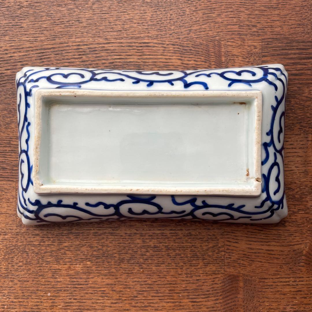 古伊万里染付 微塵唐草 松竹梅 五客揃 長皿5客 骨董アンティーク