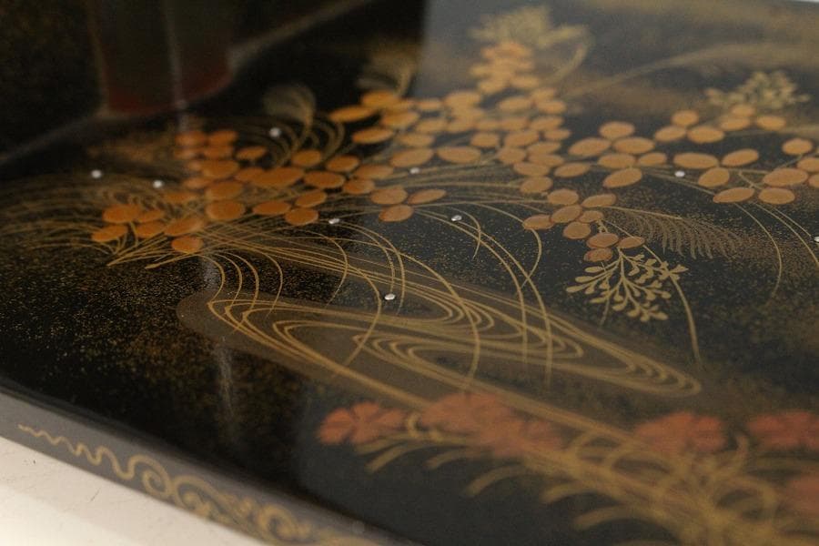 古美術 草花流水 山水蒔絵 香炉台(K-A901)