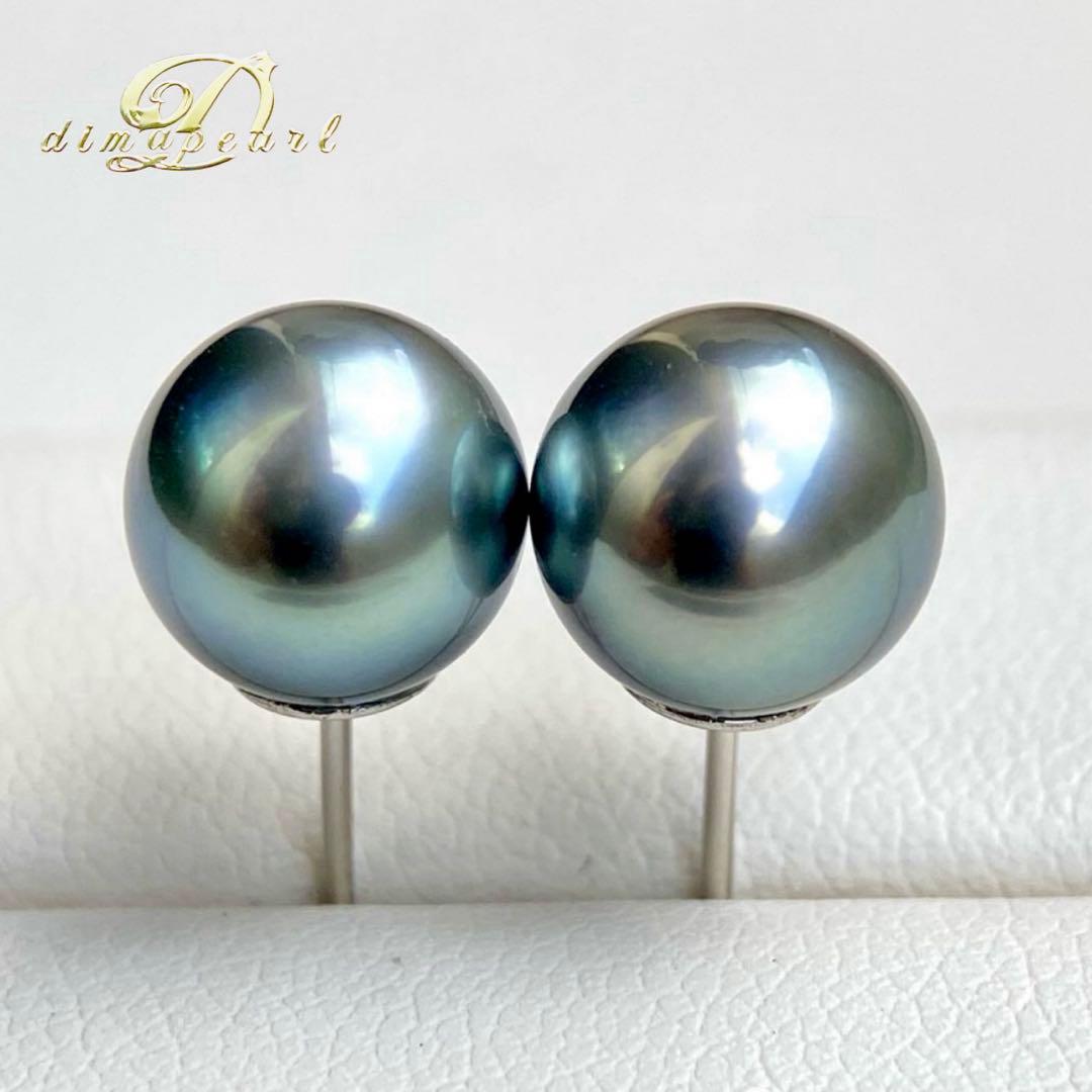 本真珠南洋黒蝶真珠オーシャンブルー9㍉s925直結ピアスBL943 - メルカリ