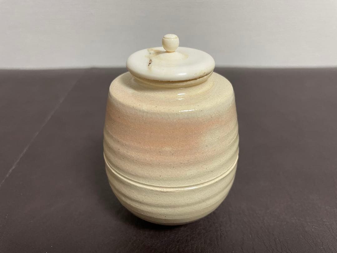 十四代朝日豊斎 鹿背茶入 共箱 仕覆 栞 朝日焼