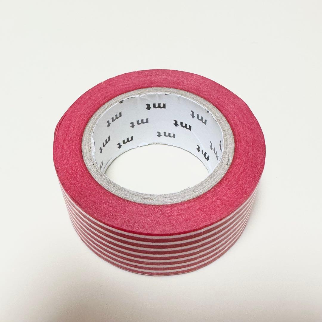 mt 廃盤マスキングテープ ボーダー レッド 限定サイズ？約20mm 中古