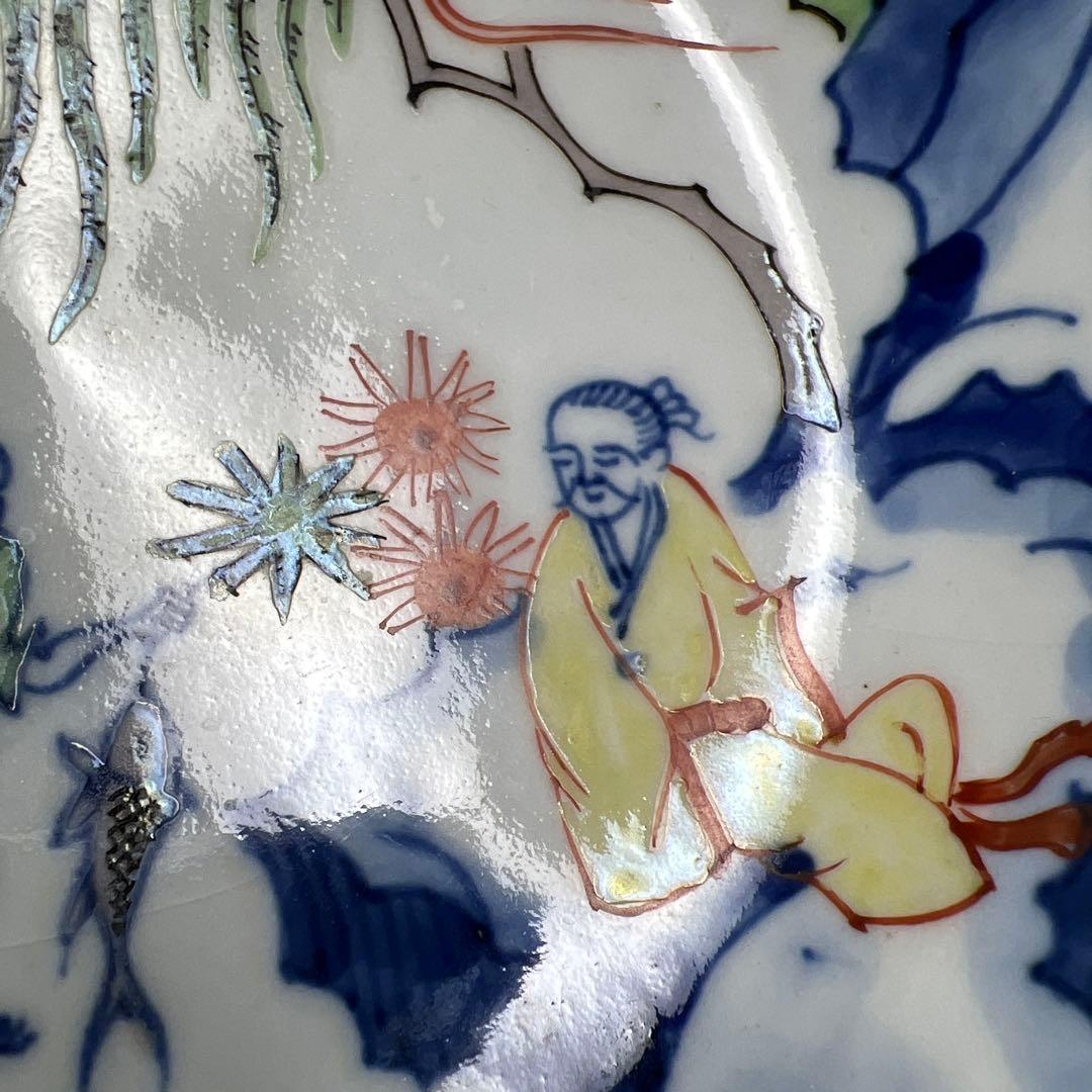 中国美術　赤絵中皿5枚　木箱付　直径約15㎝　東Y7-1022⑤