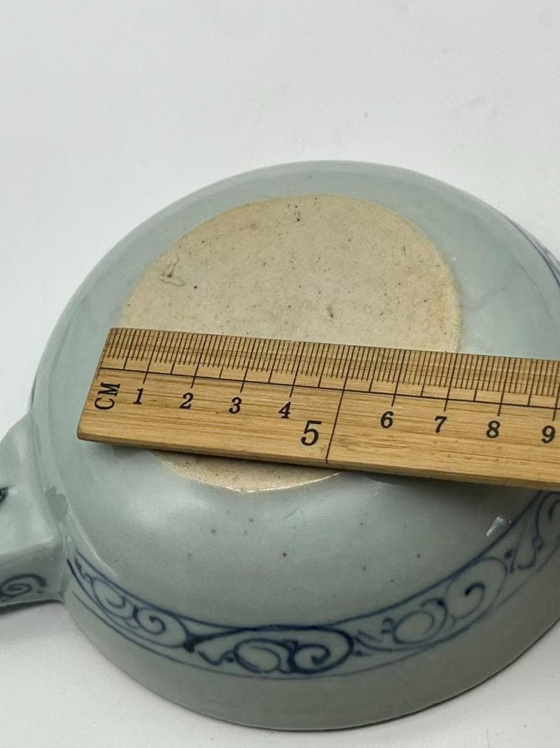 元時代 染付青花蓮池唐草文洗 輪花盤 古染付皿