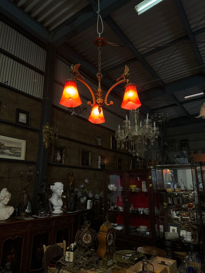 フランス製 アールヌーボー 3灯吊り下げ照明｜アンティーク｜1900年初頭