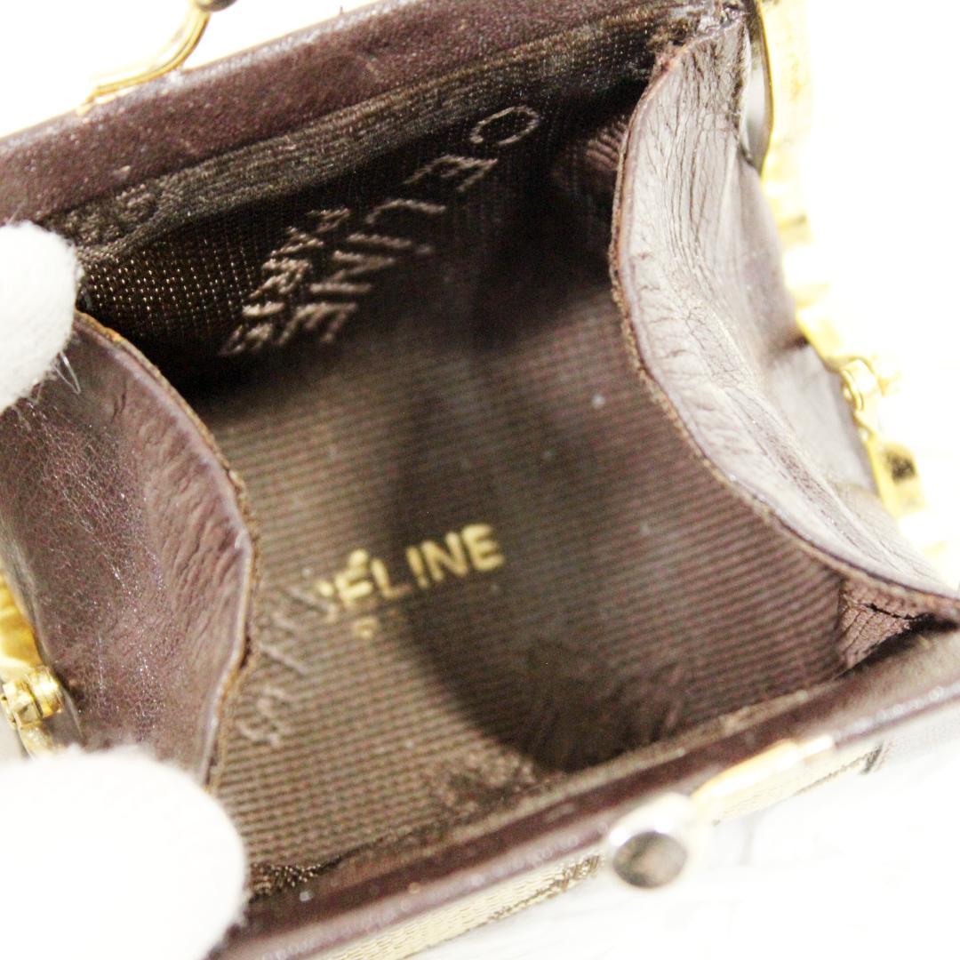 激レア 極美品 セリーヌ ケース がま口 Cサルキー 馬車柄 ブラウン