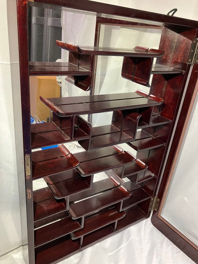 Y1004】飾り棚 唐木 中国 古美術 アンティーク ビンテージ 鏡 壁掛けの