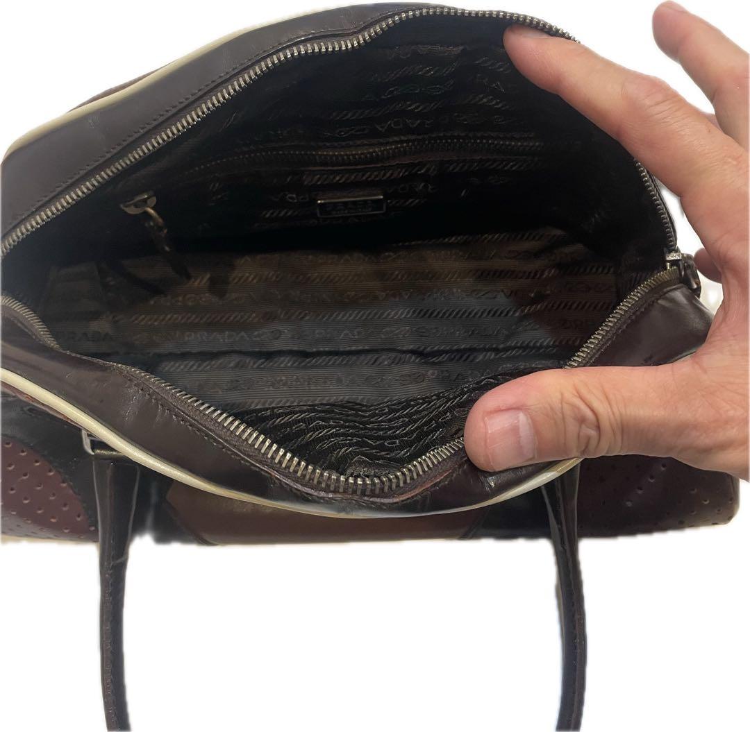 【美品-希少】プラダ PRADA ハンドバッグ ボーリングバッグ レザー