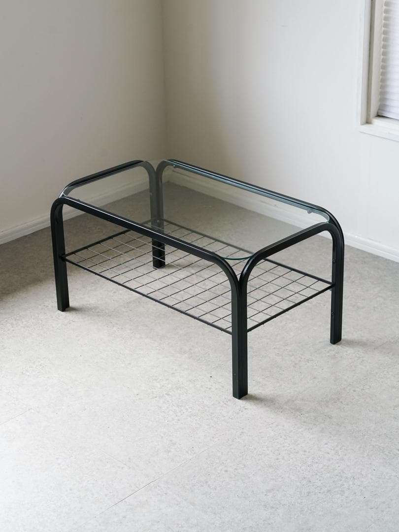 アイアンフレーム コーヒー ローテーブル ガラストップ 昭和レトロ