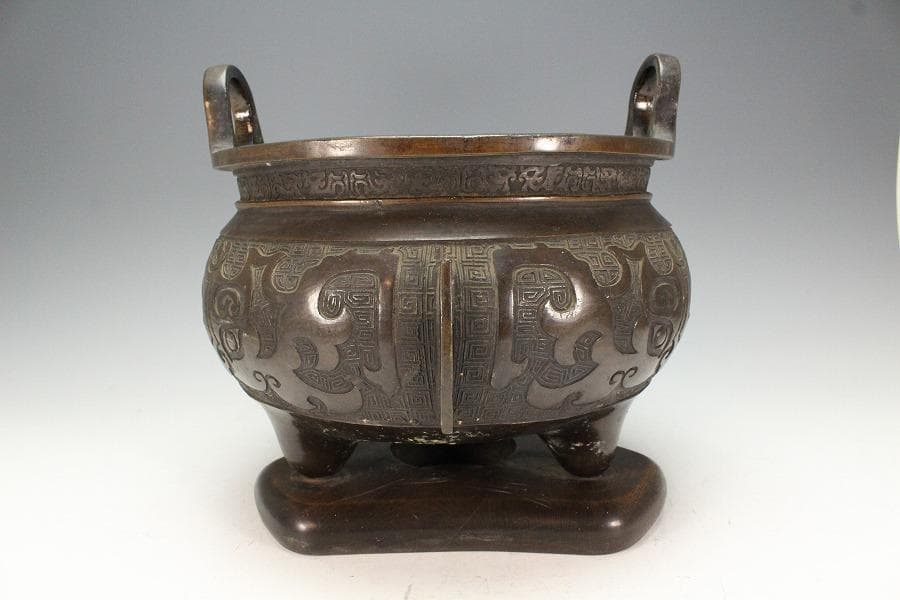 古銅 饕餮紋 双耳 形 瓶掛(K-LC698)