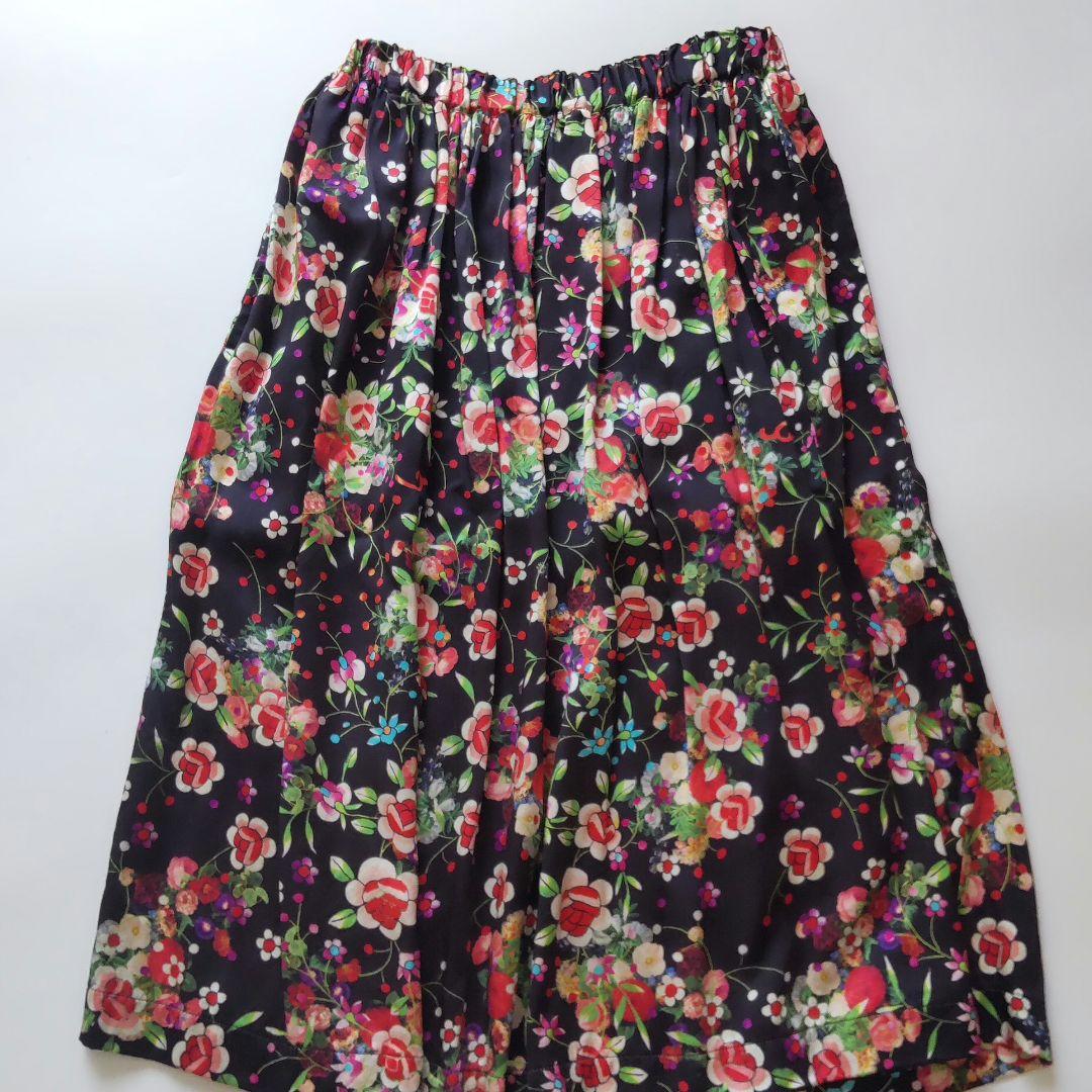 美品 コムデギャルソンコムデギャルソン AD2020 シルク花柄ギャザースカート