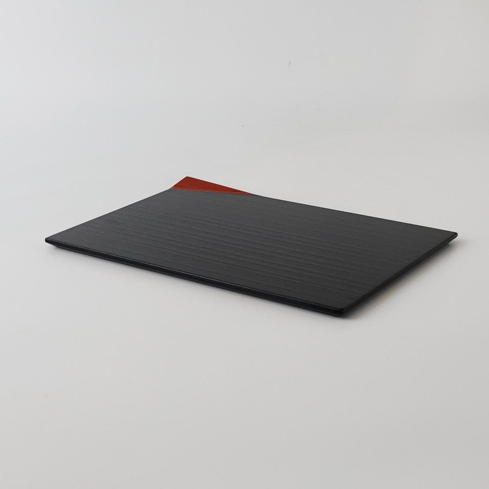 T 特選 乱筋天皿 越前塗 茶道具 茶器 お盆 漆器 5客 あり さら