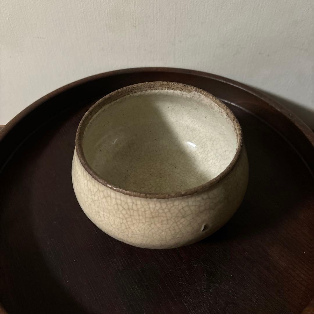 古い丸壷 白釉 塩笥壺 韓国骨董.アンティーク.古民芸.検:立原正秋.