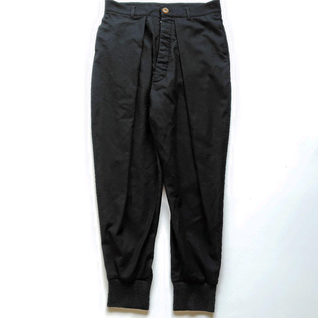 ヴィヴィアンウエストウッドマン 変形 リブ切り替えサルエルパンツ黒　L ヴィヴィアンウエストウッドマン 変形 リブ切り替えサルエルパンツ黒 L