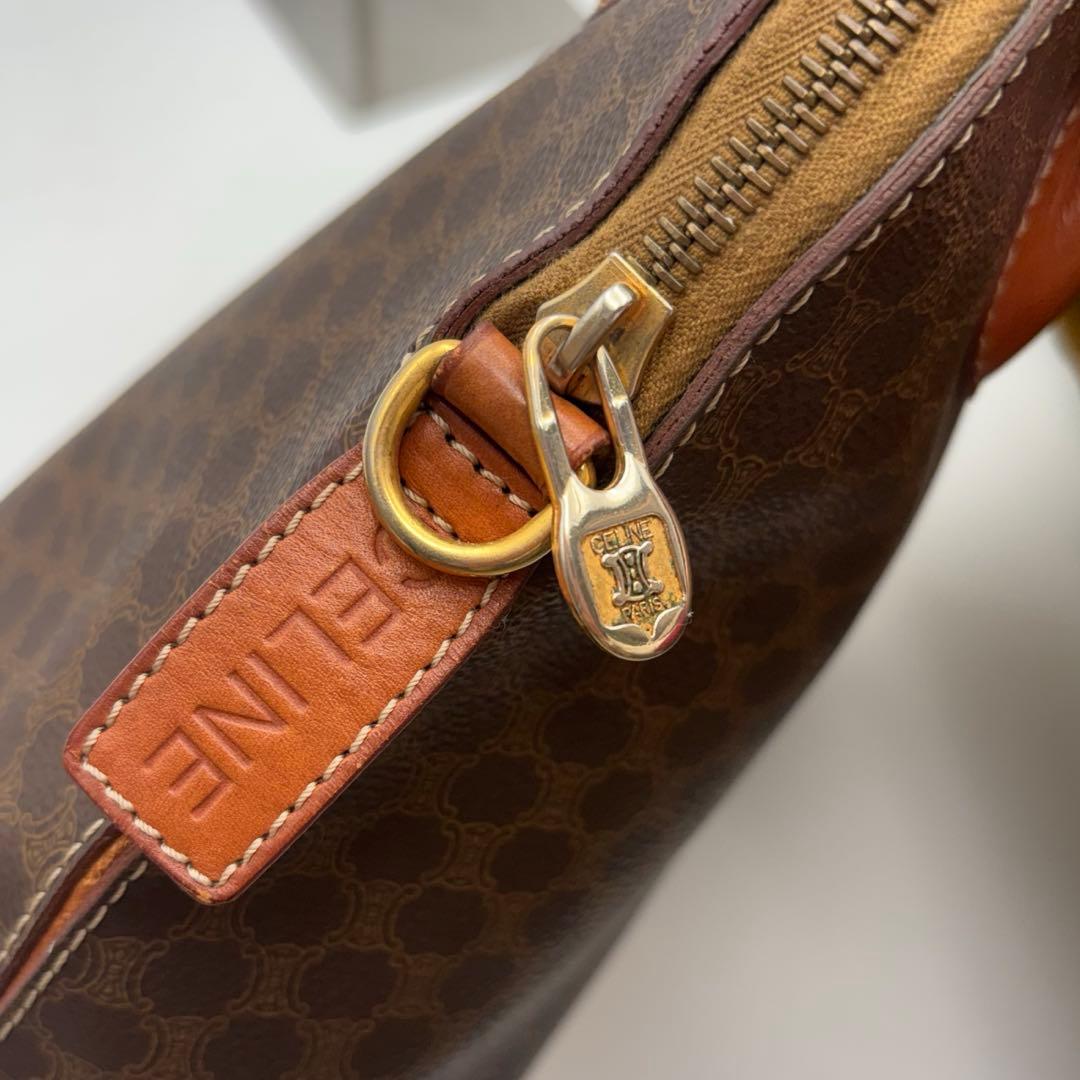 CELINE セリーヌ マカダム ハンドバッグ トップハンドル ブラウン