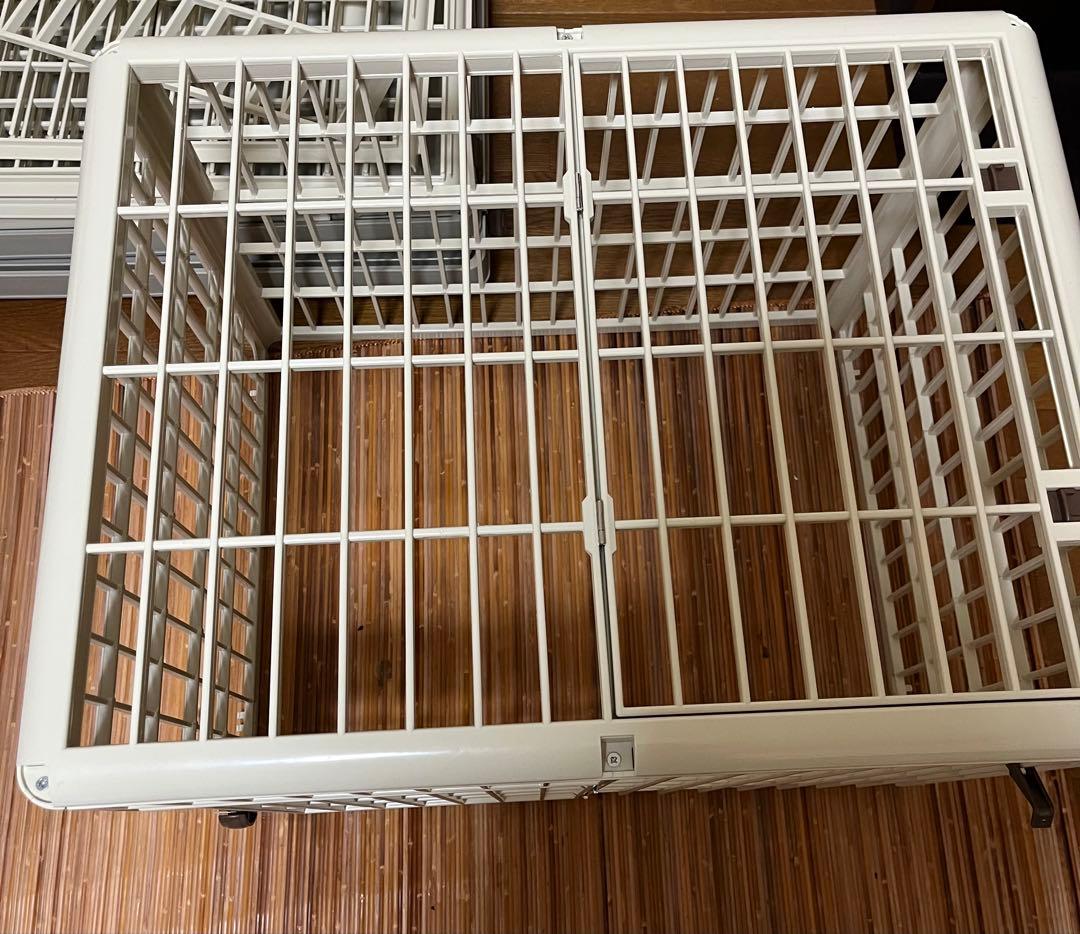 キャスター、天ドア付きキャットケージ2段○プラスチック、樹脂製