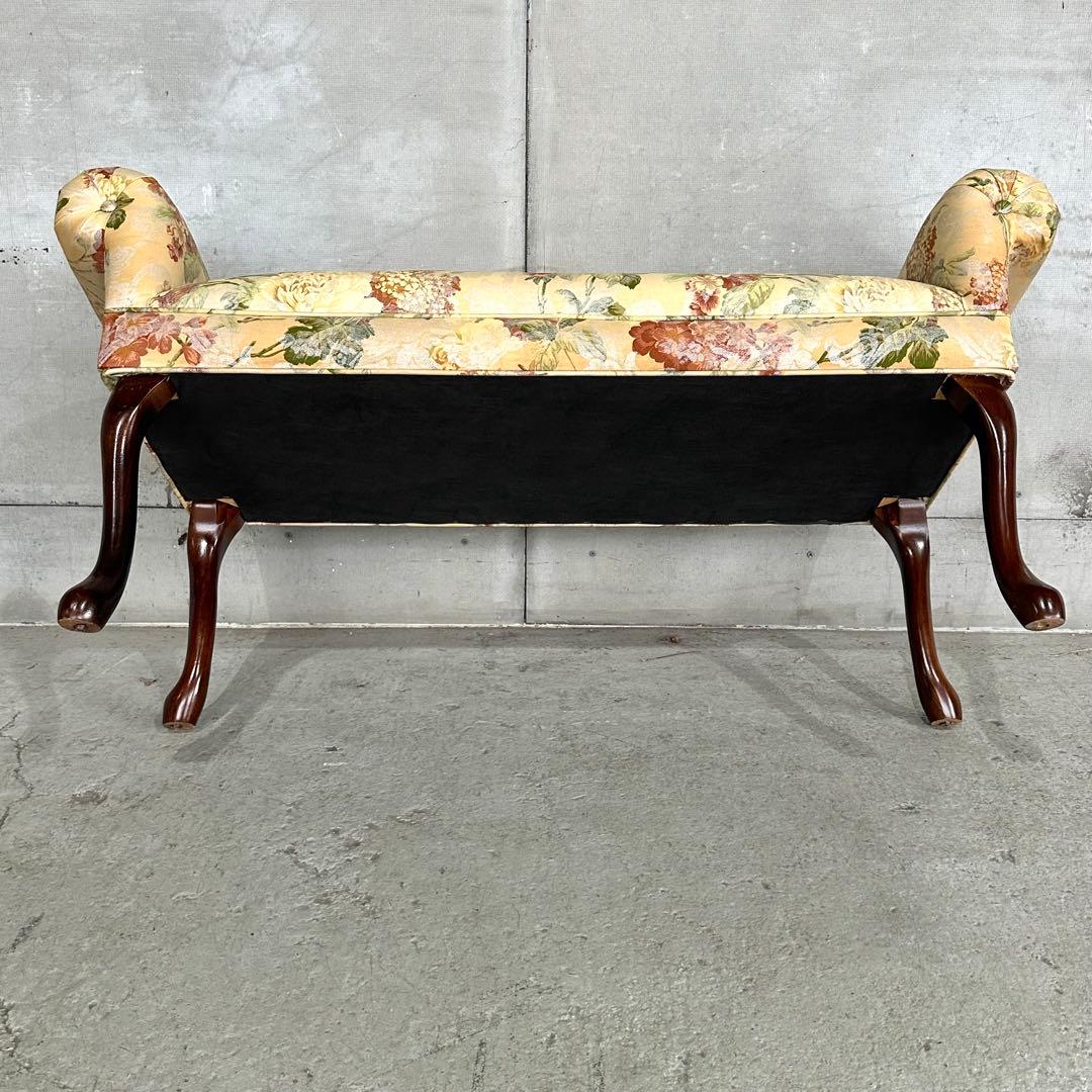 ✿英国クラシック調✿ 花柄カウチソファ｜猫脚 アーム付き｜アンティーク