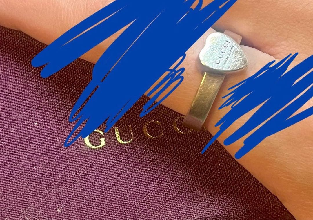 GUCCI トレードマーク　ハートペンダント付き　リング　15号