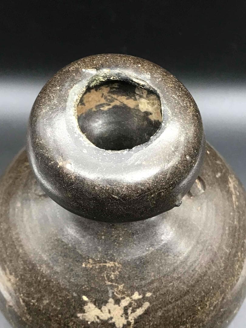 中国古美術 唐時代 耀州窯 瓢箪瓶 双耳瓶 磁州窯 黒釉