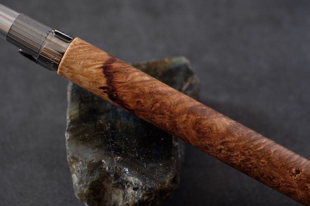 PG5木軸カスタム0223 高村杢工房 製図用シャープペンシル 花梨瘤紅白