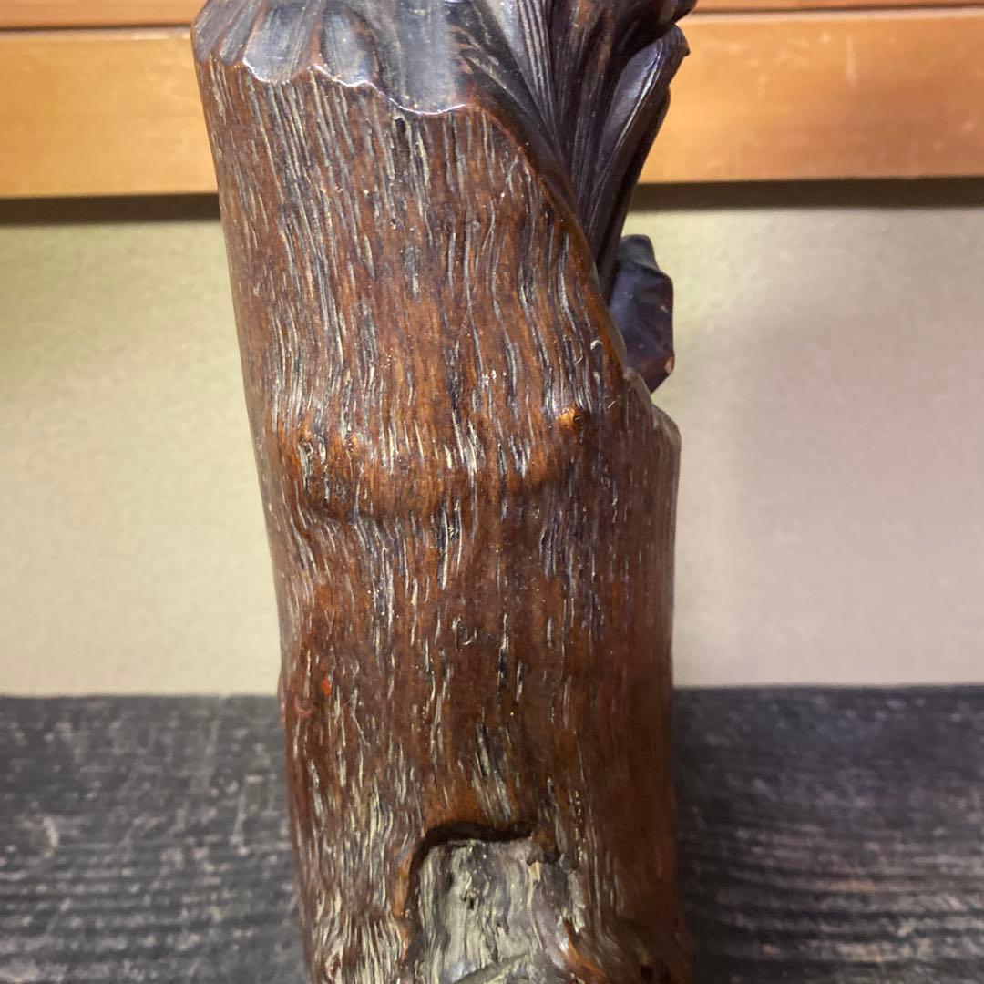 中国古玩　木彫桃仙人