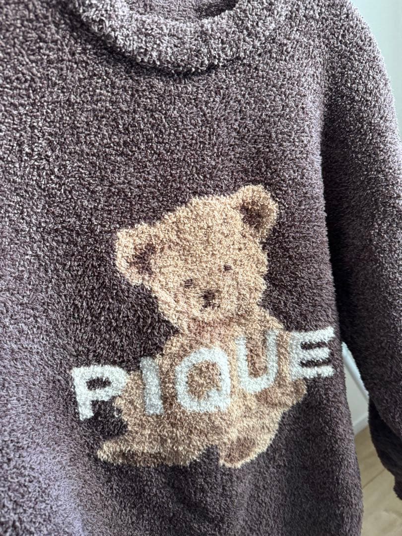 ジェラートピケ　ブラウン クマ刺繍 ルームウェア セットアップ　ジェラピケ