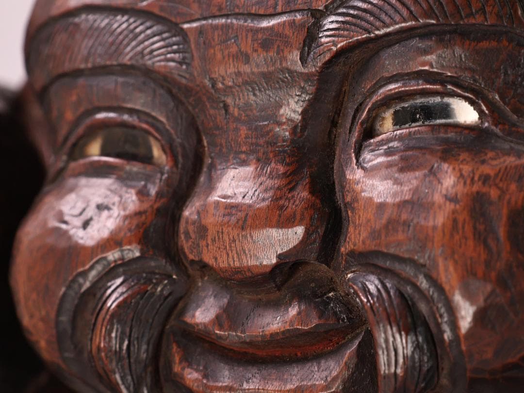 BK201 時代木彫 江戸期 大隅源義縄 作 恵比寿像 大黒像 玉眼 江戸