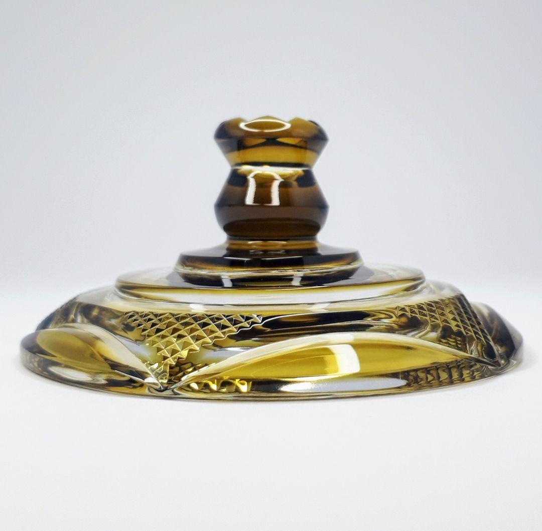 薩摩切子 黄色被せガラス 切子 シュガーポット 【 薩摩びーどろ工芸 】