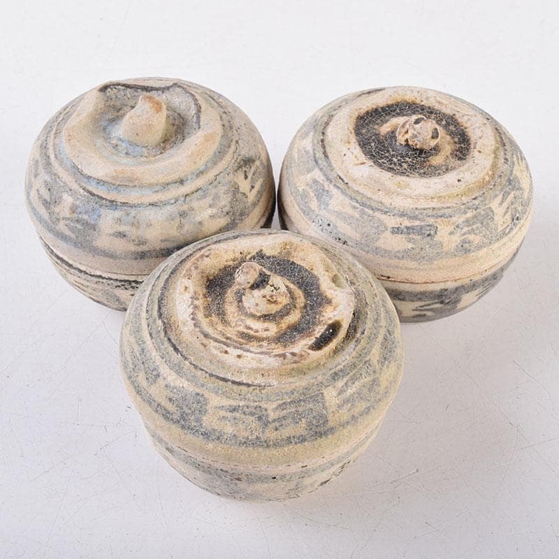 タイ古陶磁　スンコロク　宋胡録　合子　蓋物　箱付　M　R8933