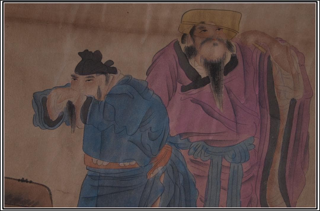 旧家整理品 中国清時代掛け軸 肉筆水彩絵 骨董品 AK436A10-3