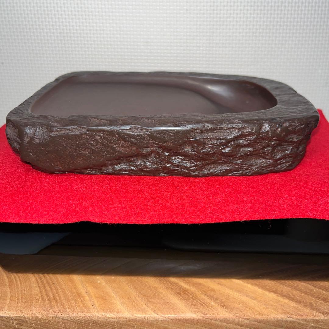 ⭕️赤間硯 野面硯 植野玉泉堂 6寸大 34mmの厚手 墨たっぷり