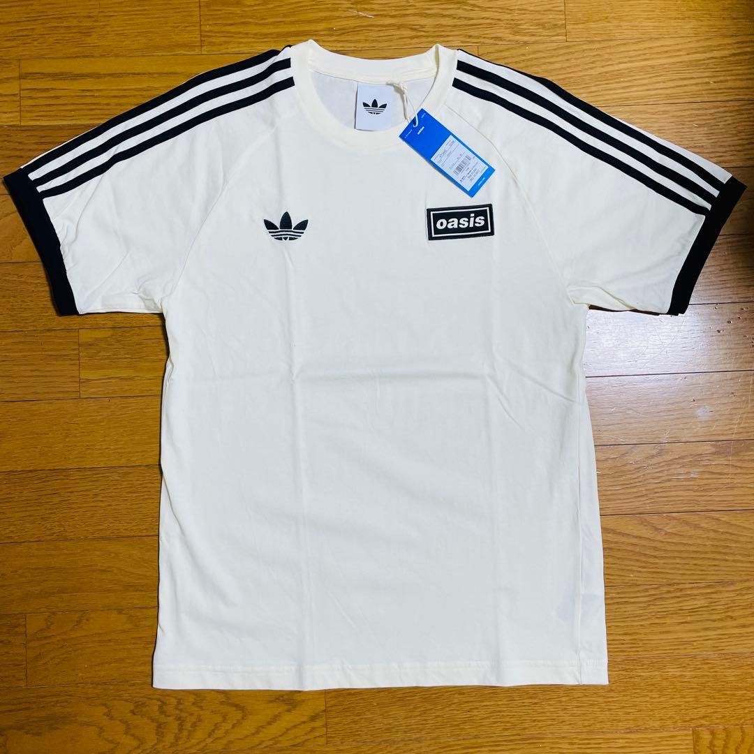 美品国内正規L adidas×oasis Tシャツオフホワイト×ブラック タグ付