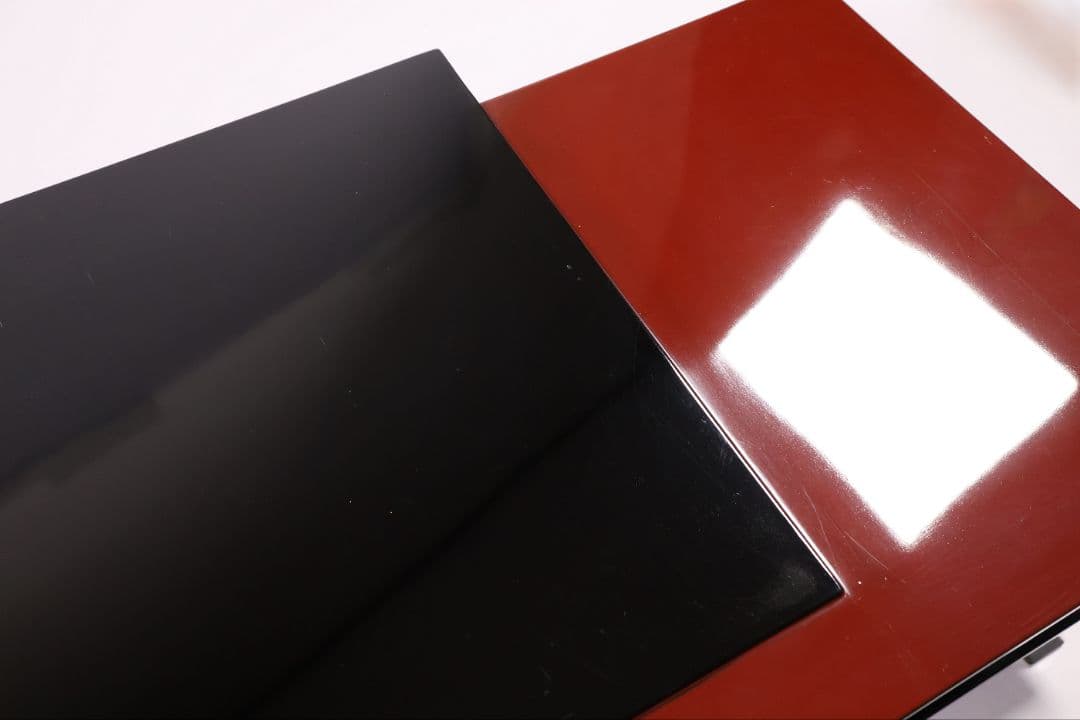 漆芸 二段卓 黒塗 うるみ塗 木製 錫覆輪 54.2cm 花台 古道具【MB58