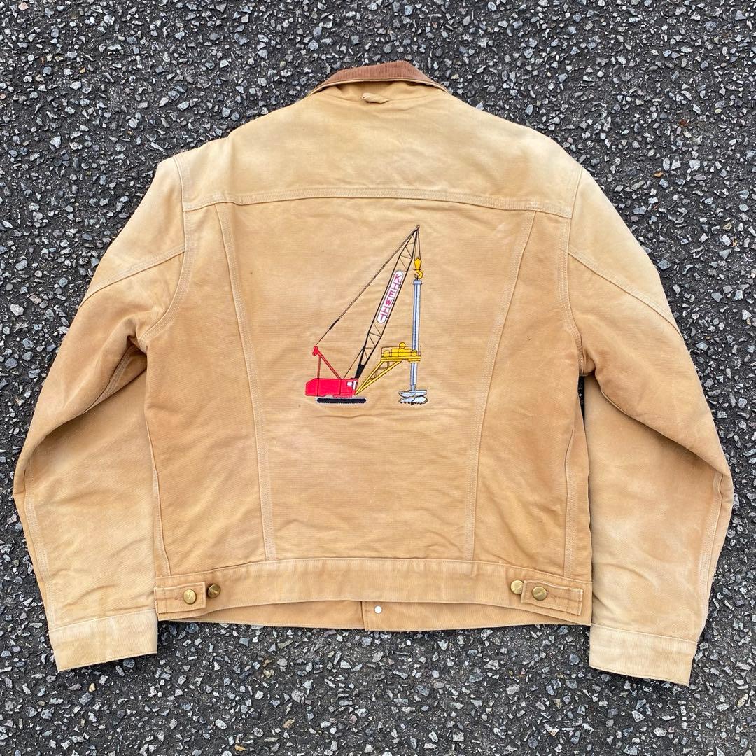 【希少】Carharrt トラッカージャケット 90s USA製 企業ロゴ刺繍