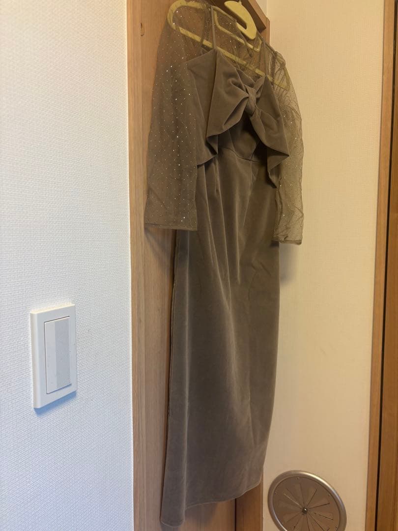 2WAYリボンビスチェドットストーンベロアIラインドレスワンピース 2点セット